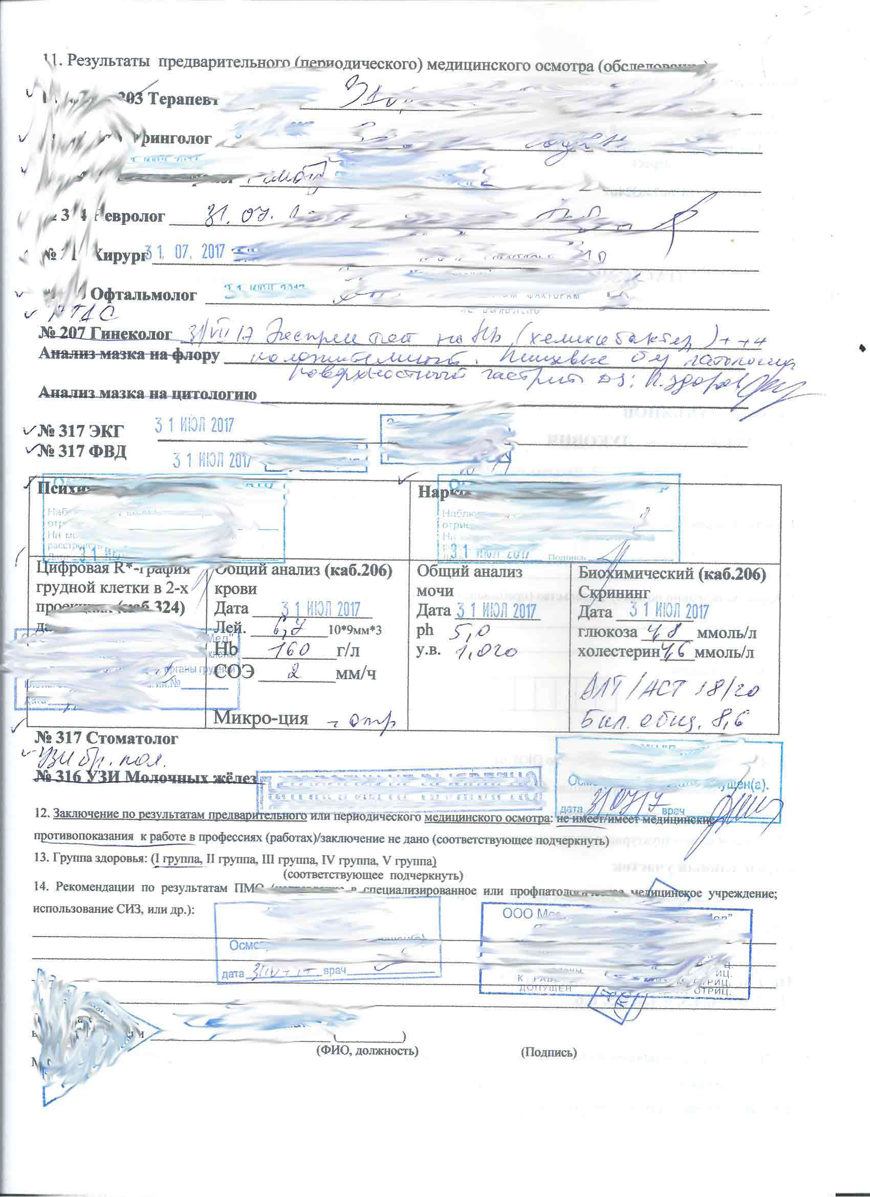 Медицинская справка для работы на высоте